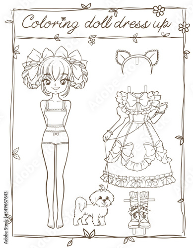 dress up doll coloring drawing cartoon  doodle kawaii anime cute illustration drawing clip art character chibi manga comics