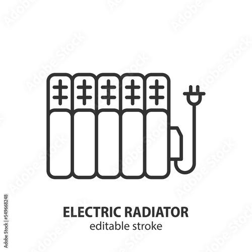 Electric radiator line icon. Heater vector sign. Editable stroke.