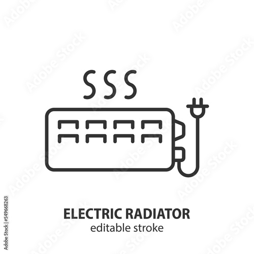 Electric radiator line icon. Heater vector sign. Editable stroke.