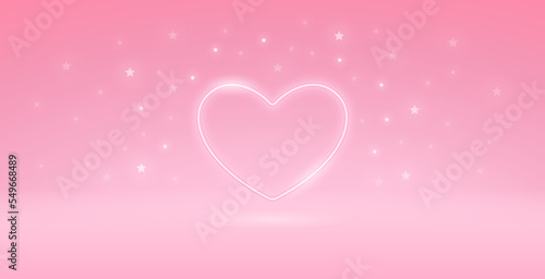 Neon Valentines Heart on Pink Background