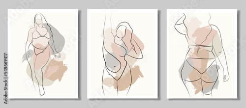 A beautiful woman. Beautiful curvy female body line illustration. Minimalistic linear female figure. A simple body is a positive elegant.