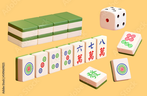 3D Mahjong tiles set