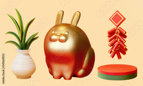 Rabbit with white carrot elements