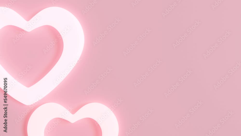 Pink animated background with hearts and copy space. Valentine's Day, Mother's Day, Wedding backdrop. Empty space for advertising text, invitation, logo. Trendy design. Love symbol. 3D animation. Pink animated background with hearts and copy space. Valentine's Day, Mother's Day, Wedding backdrop. Empty space for advertising text, invitation, logo. Trendy design. Love symbol. 3D animation.