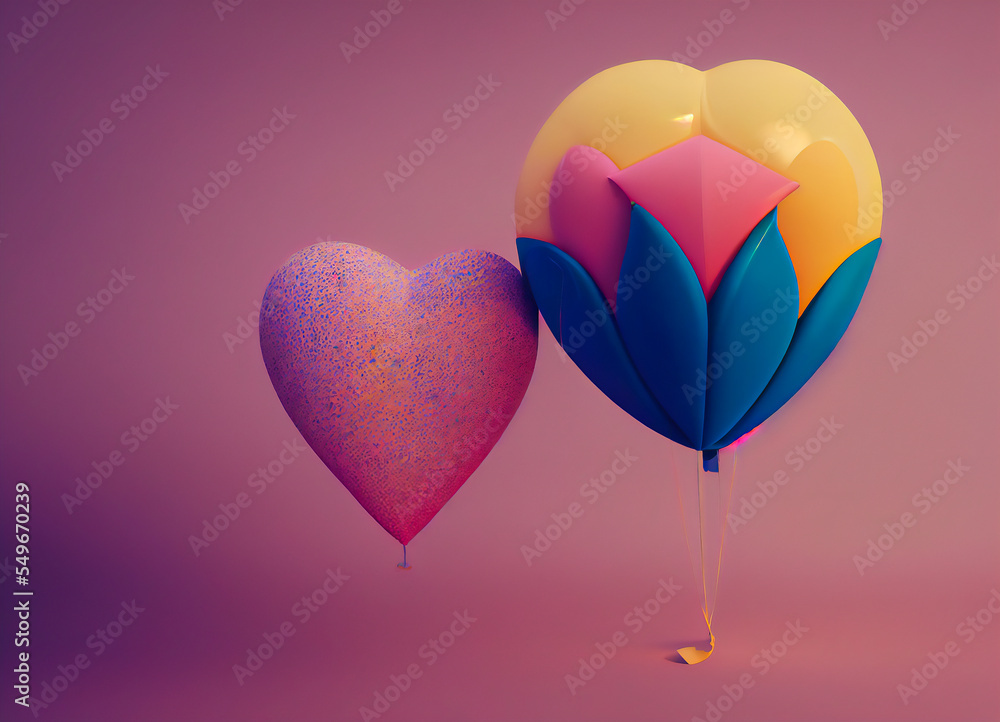 Hearts and balloons galore in a pretty, neutrally colored background. The backdrop is jam-packed with colorful hearts for an emphatic declaration of love. Perfect for Valentine's Day!