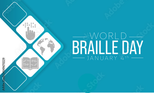 World Braille day is observed every year on January 4. Vector illustration