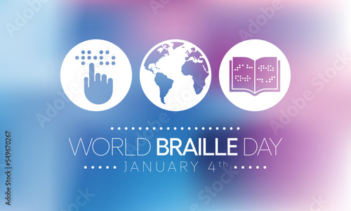 World Braille day is observed every year on January 4. Vector illustration
