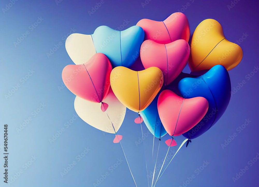 These colorful balloons in a minimalist style on a neutral background convey a passionate declaration of love for Valentine's Day.