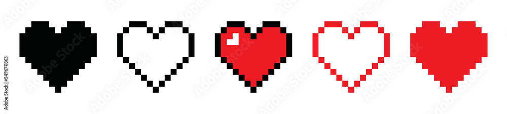 Heart pixel icon. Love pixel icon, vector illustration Heart pixel icon. Love pixel icon, vector illustration
