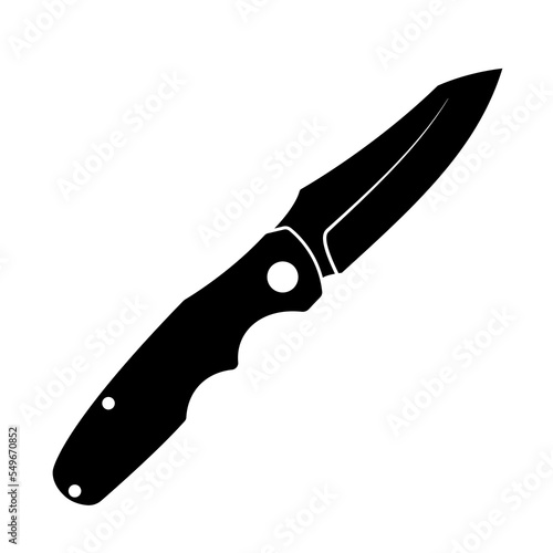 Jackknife icon. Black folding knife icon isolated on white background. Vector illustration in flat design.