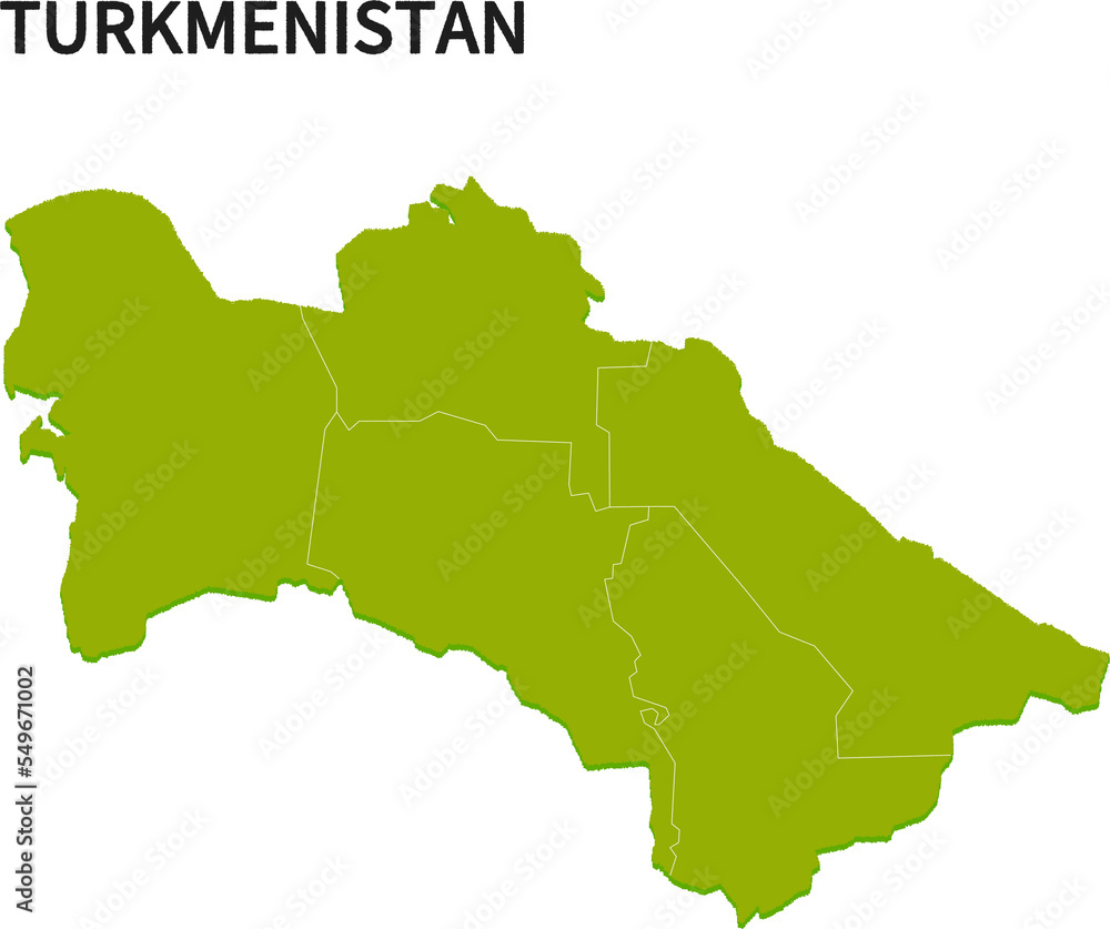 Obraz premium トルクメニスタン/TURKMENISTANの地域区分イラスト