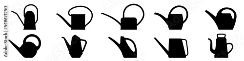 Watering can icon. Black icon of garden watering can. Vector illustration.