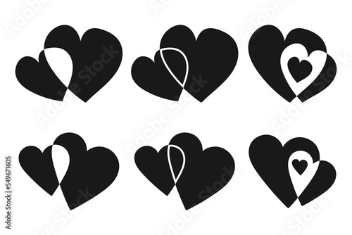 Heart hand drawn doodle sketch isolated. Love vector set. Scribble heart symbol.