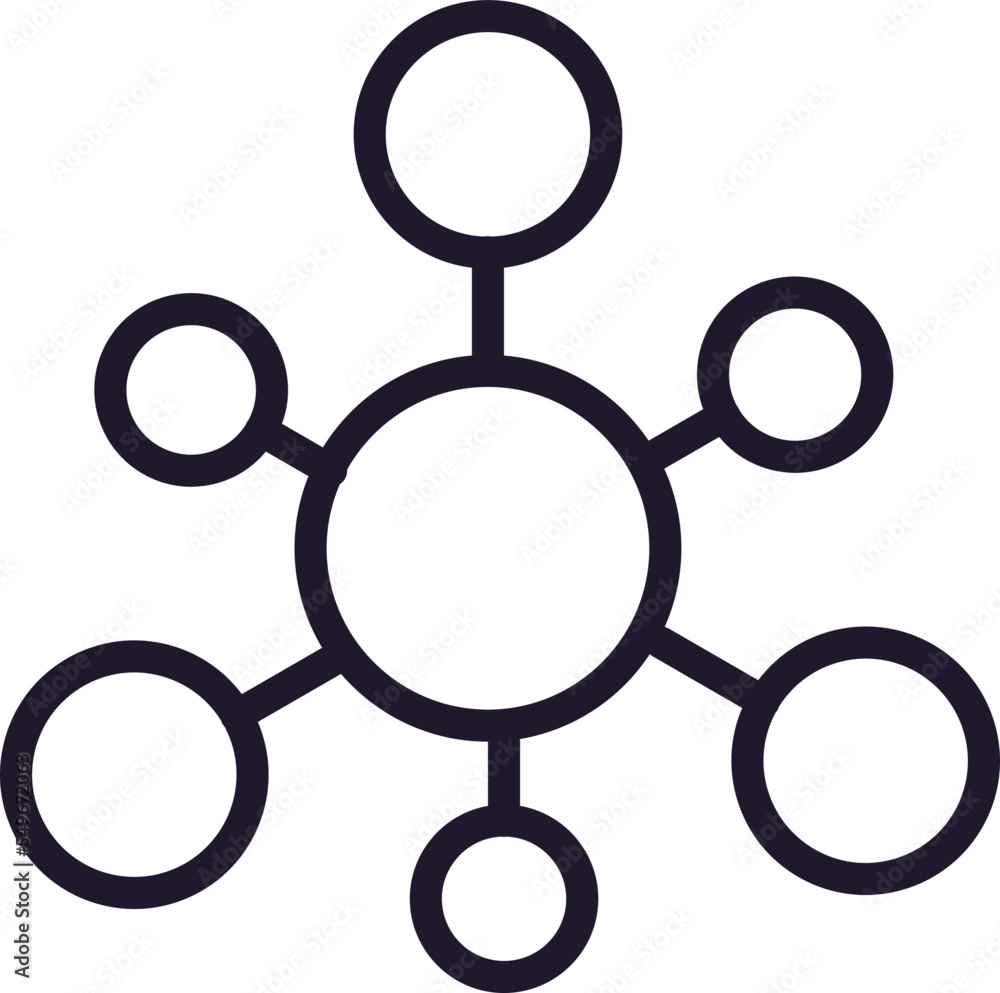 Atom line icon on white background Atom line icon on white background