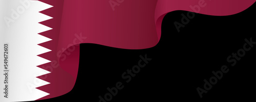 Qatar flag flying on white background