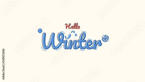 Hello winter design banner typography