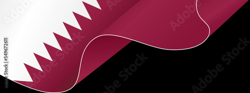 Qatar flag flying on white background