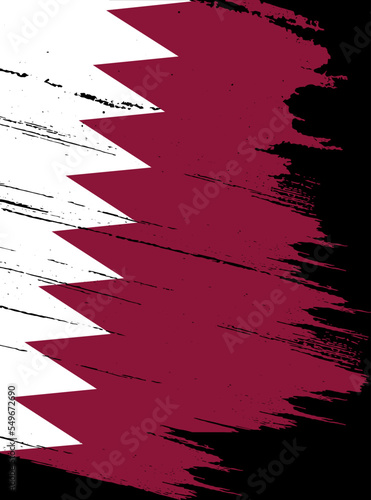 Qatar  flag with brush paint textured  on  white background