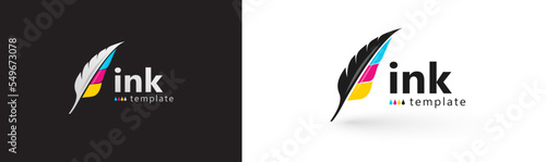 Ink logo colored feather pen cmyk print