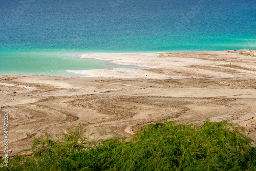 View of Dead Sea coastline  Jordan