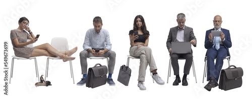 PNG file no background Diverse people waiting for a job interview