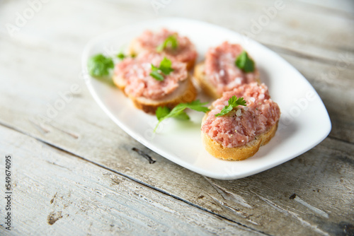 Homemade pork pate on toast