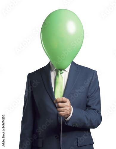 Foto PNG file no background Anonymous businessman with a balloon in front of his head