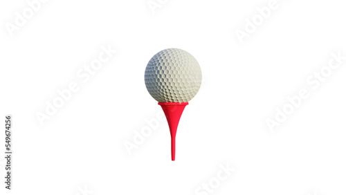 3D golf ball on red golf tee
