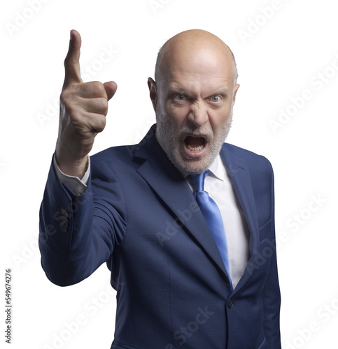 Fotografija PNG file no background Angry furious boss shouting at camera