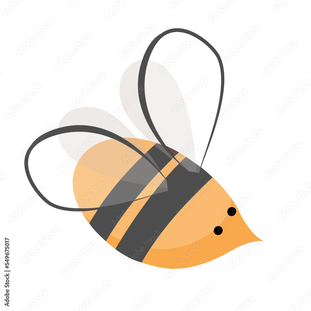 Cute honey bee icon. Cartoon happy flying bee for beekeeping design. Insect character. Vector isolated on white Cute honey bee icon. Cartoon happy flying bee for beekeeping design. Insect character. Vector isolated on white