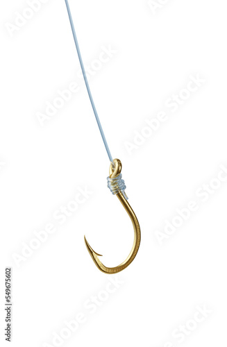 Gold Fishing hook isolated on a transparent background
