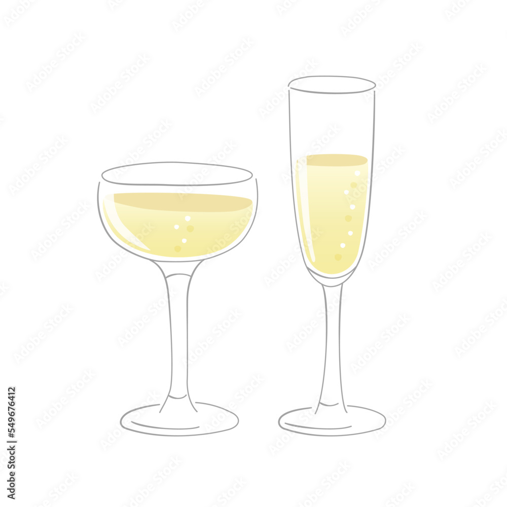 Champagne in a grass illustration, sparkling wine illustration. Champagne in a grass illustration, sparkling wine illustration.