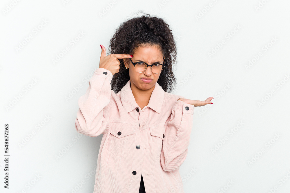 Young african american woman isolated showing a disappointment gesture with forefinger. Young african american woman isolated showing a disappointment gesture with forefinger.