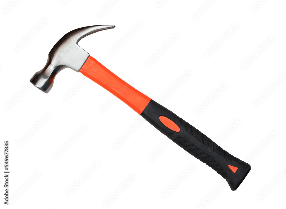 Hammer with red and black handle. PNG clipart isolated on transparent background Hammer with red and black handle. PNG clipart isolated on transparent background