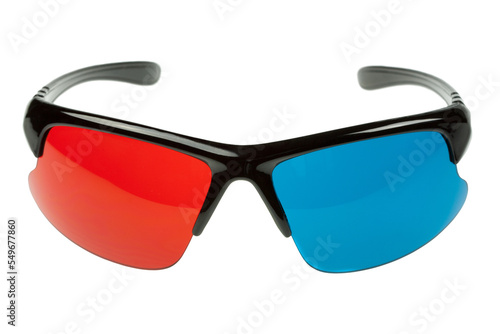 Foto Stylish 3d anaglyph plastic glasses red and cyan