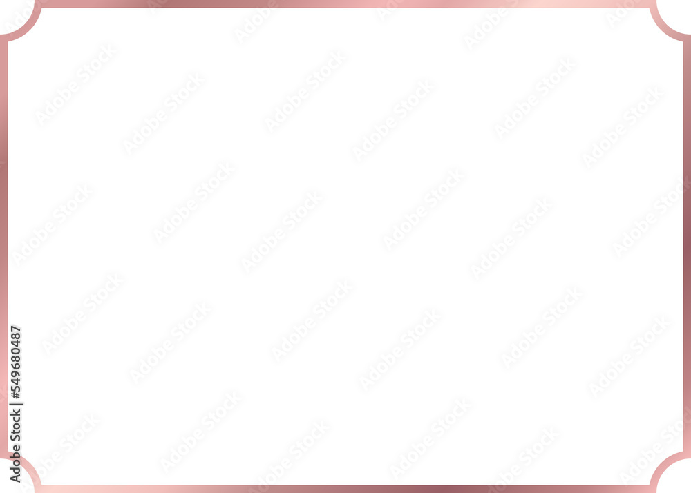 rectangle rose gold frame with inverted rounded corner isolated on transparent background, luxury pink shiny border with 7:5 scale ratio design for invitation, postcard, card, PNG rectangle rose gold frame with inverted rounded corner isolated on transparent background, luxury pink shiny border with 7:5 scale ratio design for invitation, postcard, card, PNG