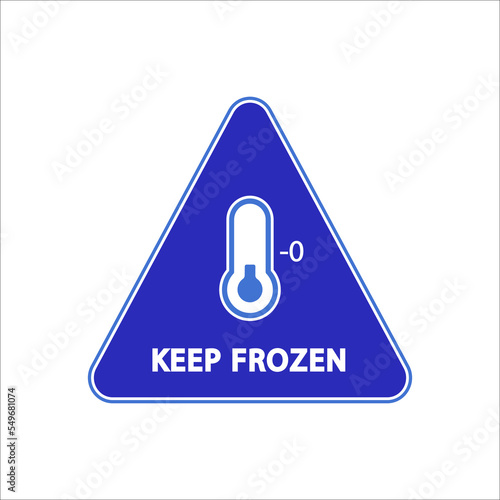 Keep frozen. Frozen product logo. Food package label, storage instruction vector design