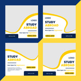 Study Abroad Story, Post Vector Design For Social Media - Combo Set, Education Poster, Banner, Story, Template, Post, Vector, Modern, Attractive, Creative Graphics Collection