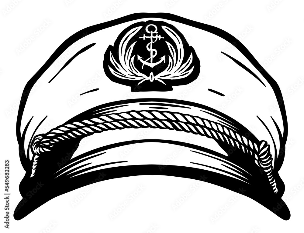 Navy Ship Captain Hat - vector illustration - Out line Stock Vector ...