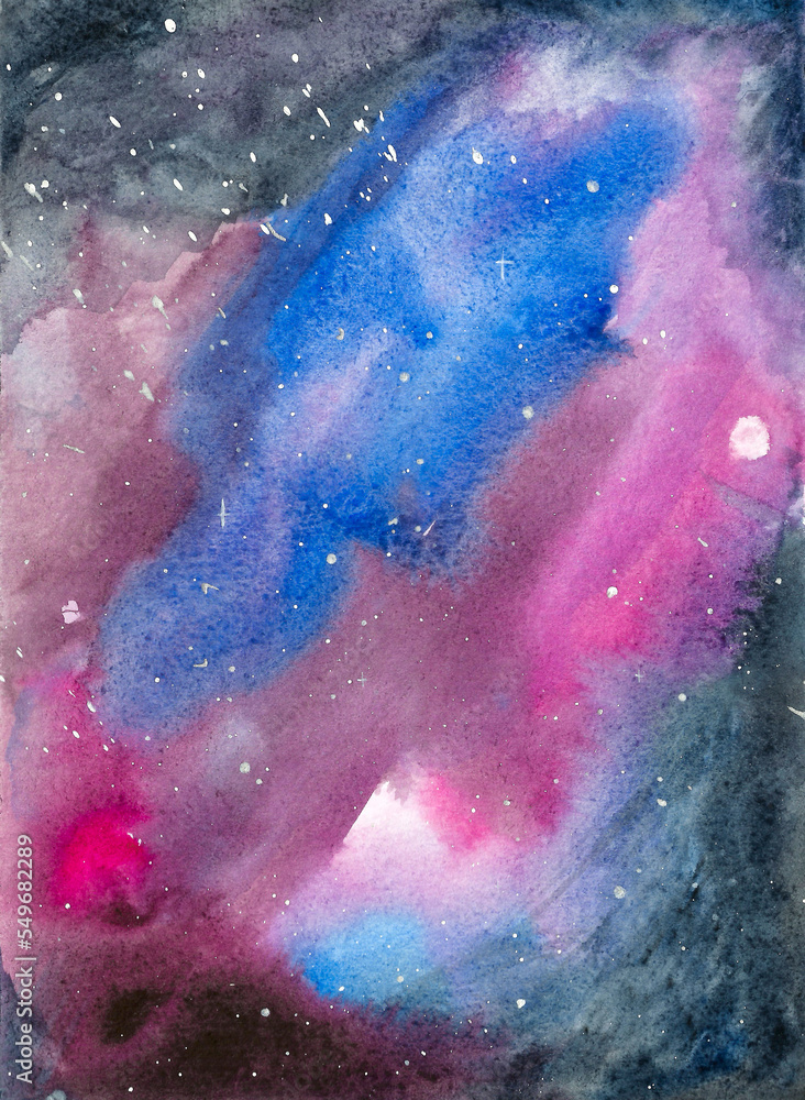 Watercolor illustration space background.