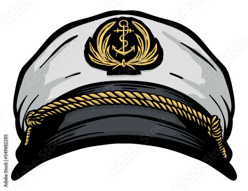 Navy Ship Captain Hat - vector illustration - Out line