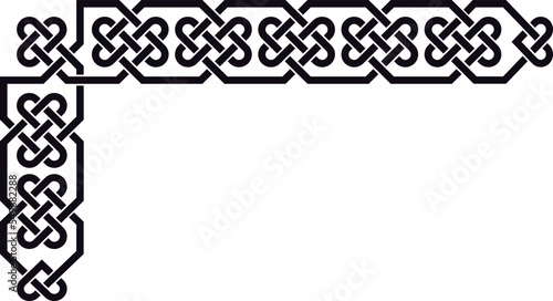 L-shaped frame with Celtic knots, black. L-shaped border made with Celtic knots to use in designs for St. Patrick's Day.
