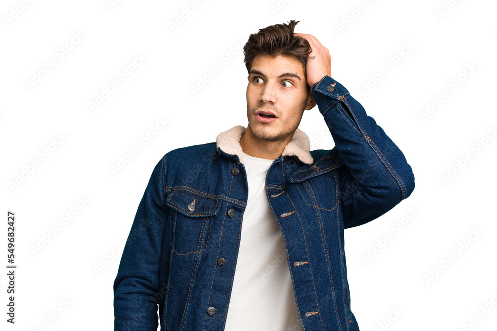 Young caucasian handsome man isolated being shocked, she has remembered important meeting. Young caucasian handsome man isolated being shocked, she has remembered important meeting.