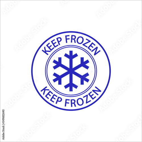 Keep frozen. Frozen product logo, stamp, badge. Food package label, storage instruction vector design