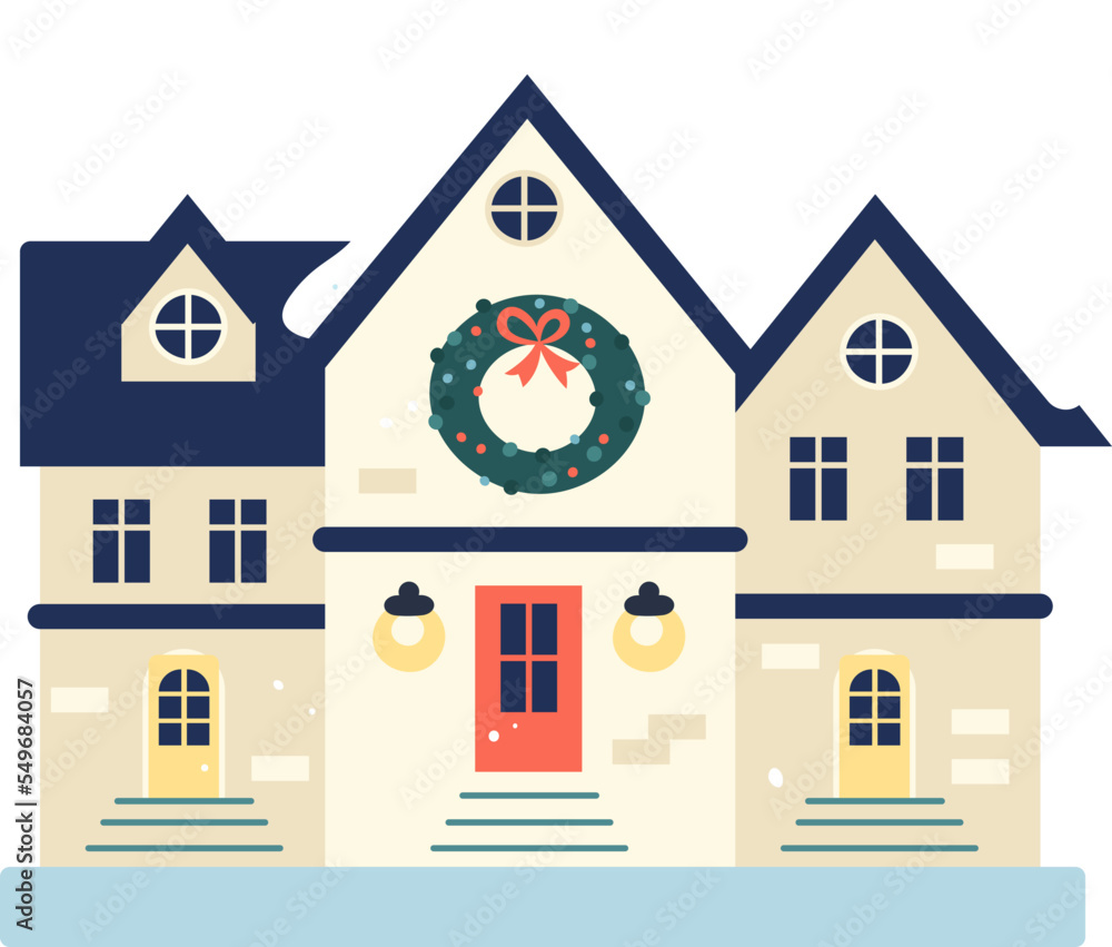 House flat icon Winter home decor Roof snow covered