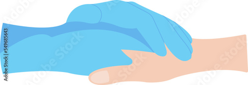 Doctor and patient hands flat icon Love and care