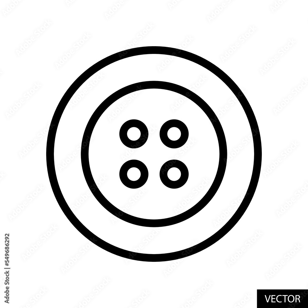 Clothes button vector icon in line style design for website design, app, UI, isolated on white background. Editable stroke. Vector illustration.
