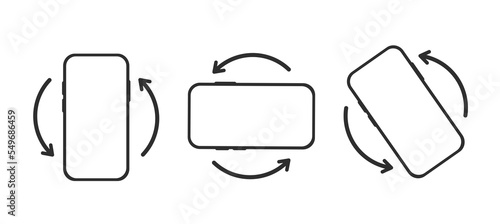 Icons Rotate smartphone. Mobile phone rotation symbols set. Phone screen vertical or horisontal turn. Vector illustration