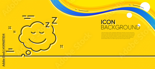Sleep line icon. Abstract yellow background. Night rest sign. Comic speech bubble with smile symbol. Minimal sleep line icon. Wave banner concept. Vector