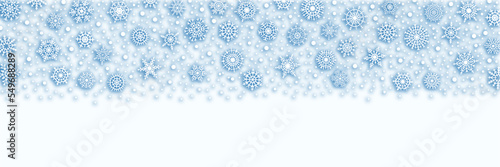 Snowflakes on a light background, winter frame, vector design